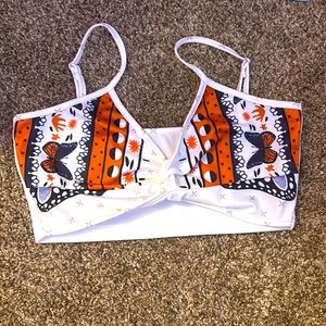 Orange butterfly crop top